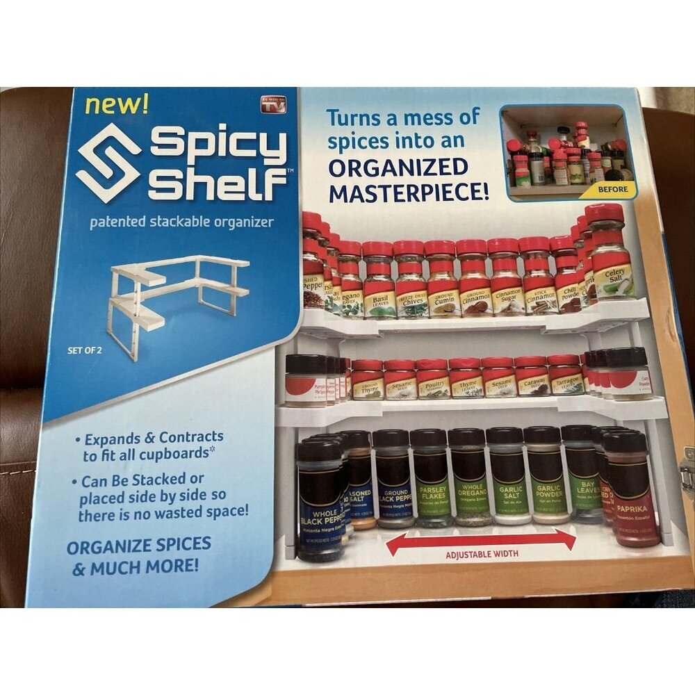 Spicy Shelf Stackable Organizer Adjustable Width For Spices Vitamins Cosmetics C